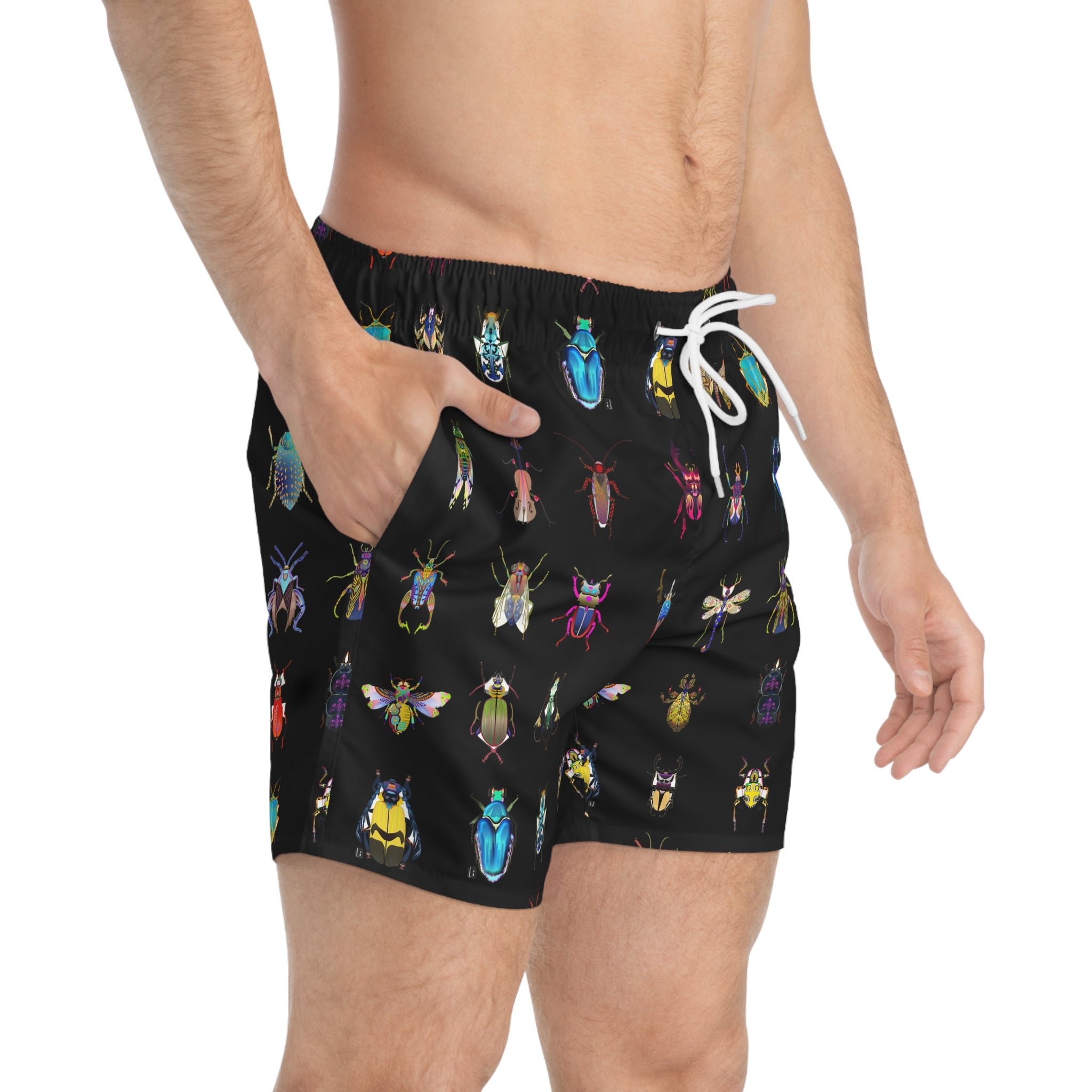 Shoosty® Bugs Black Swim Trunks (AOP)