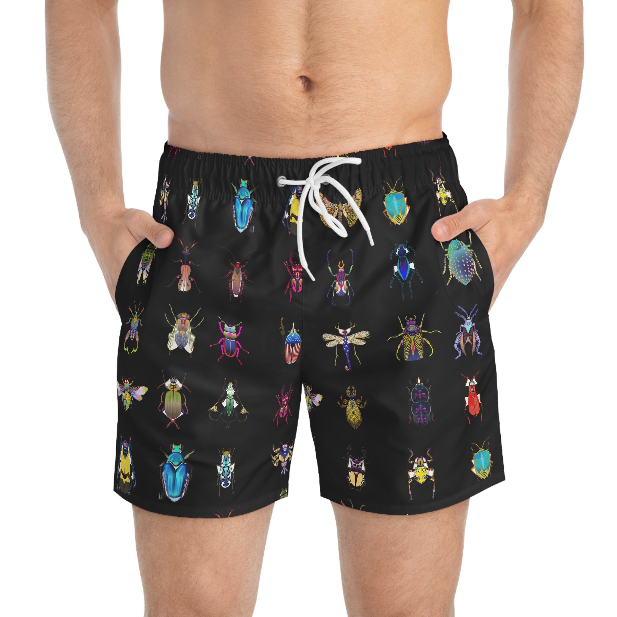 Shoosty® Bugs Black Swim Trunks (AOP)