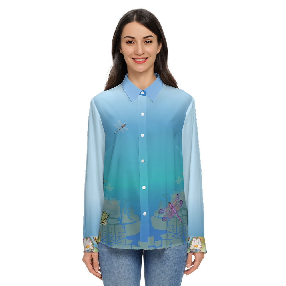 Shoosty Bugs Dragonflies Women's Classic Long Sleeve Silky Shirt