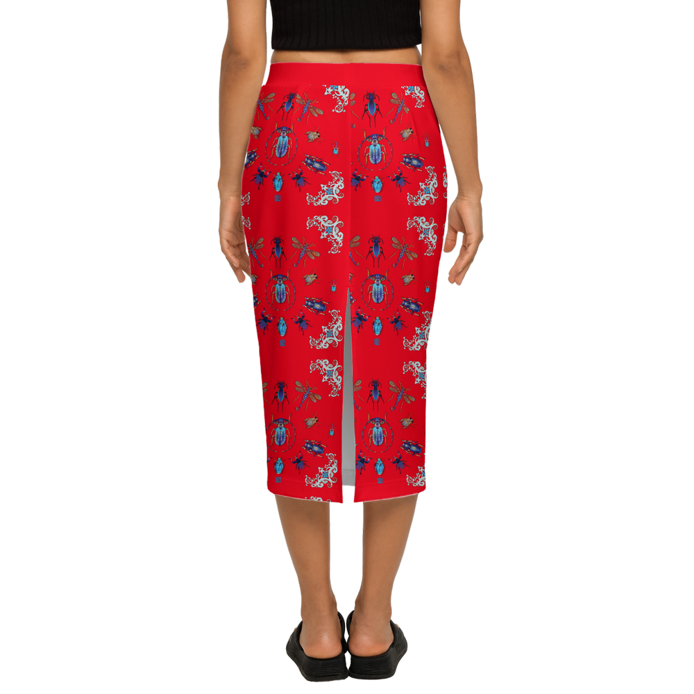 Women’s Back Blue/Red Split Pencil Skirt