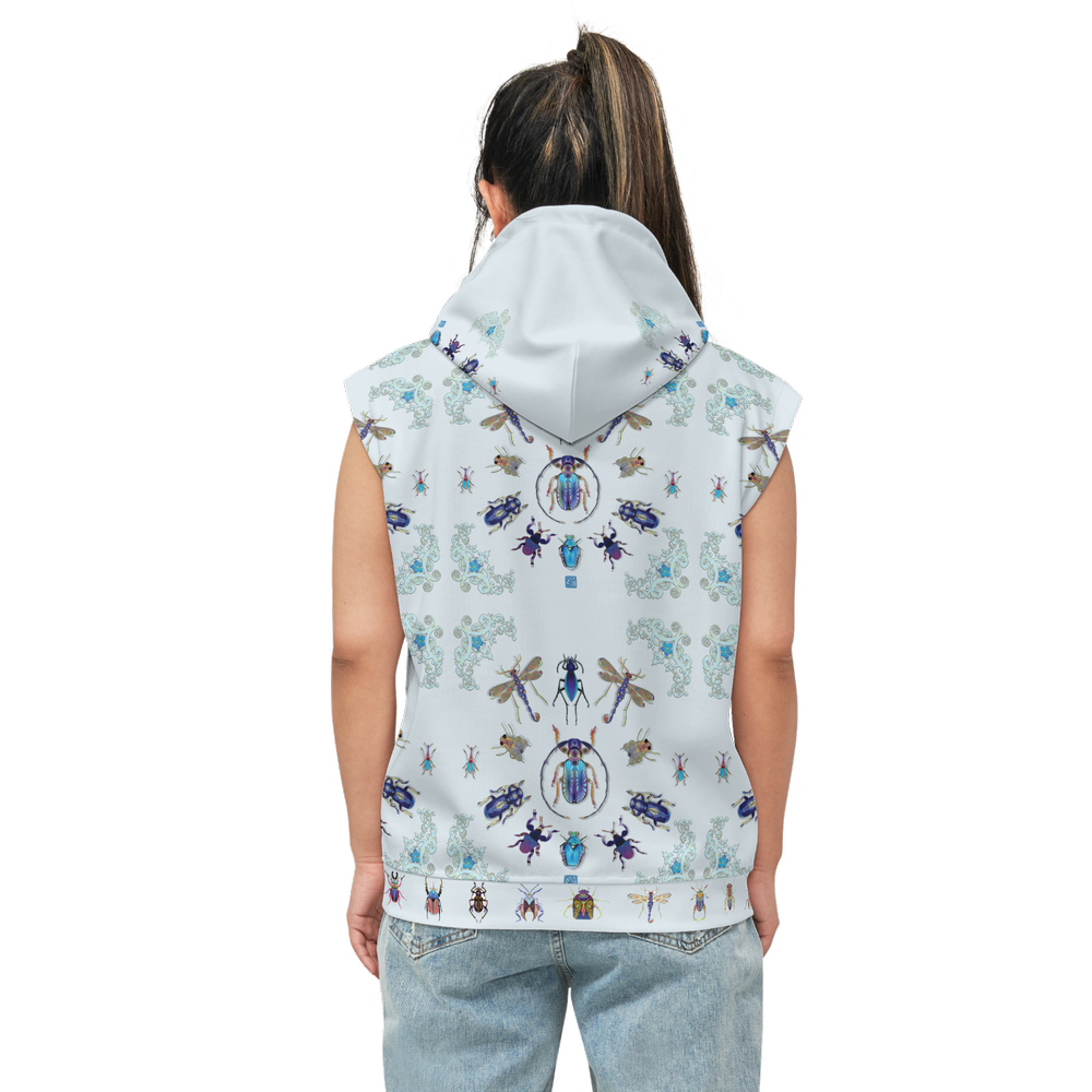 Shoosty® Bugs Blue Unisex Regular Fit Sleeveless Pullover Hoodie