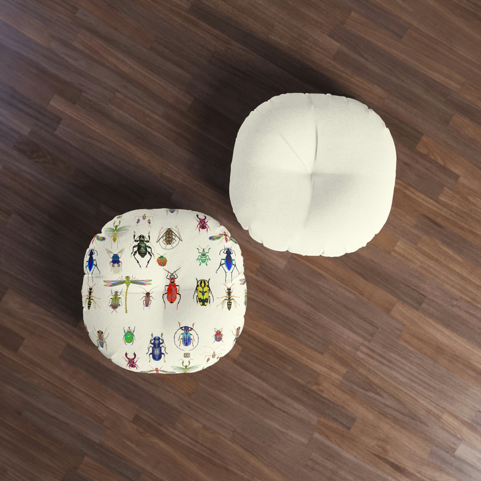 Shoosty Bugs  combo 1 Cream Tufted Floor Pillow, Round